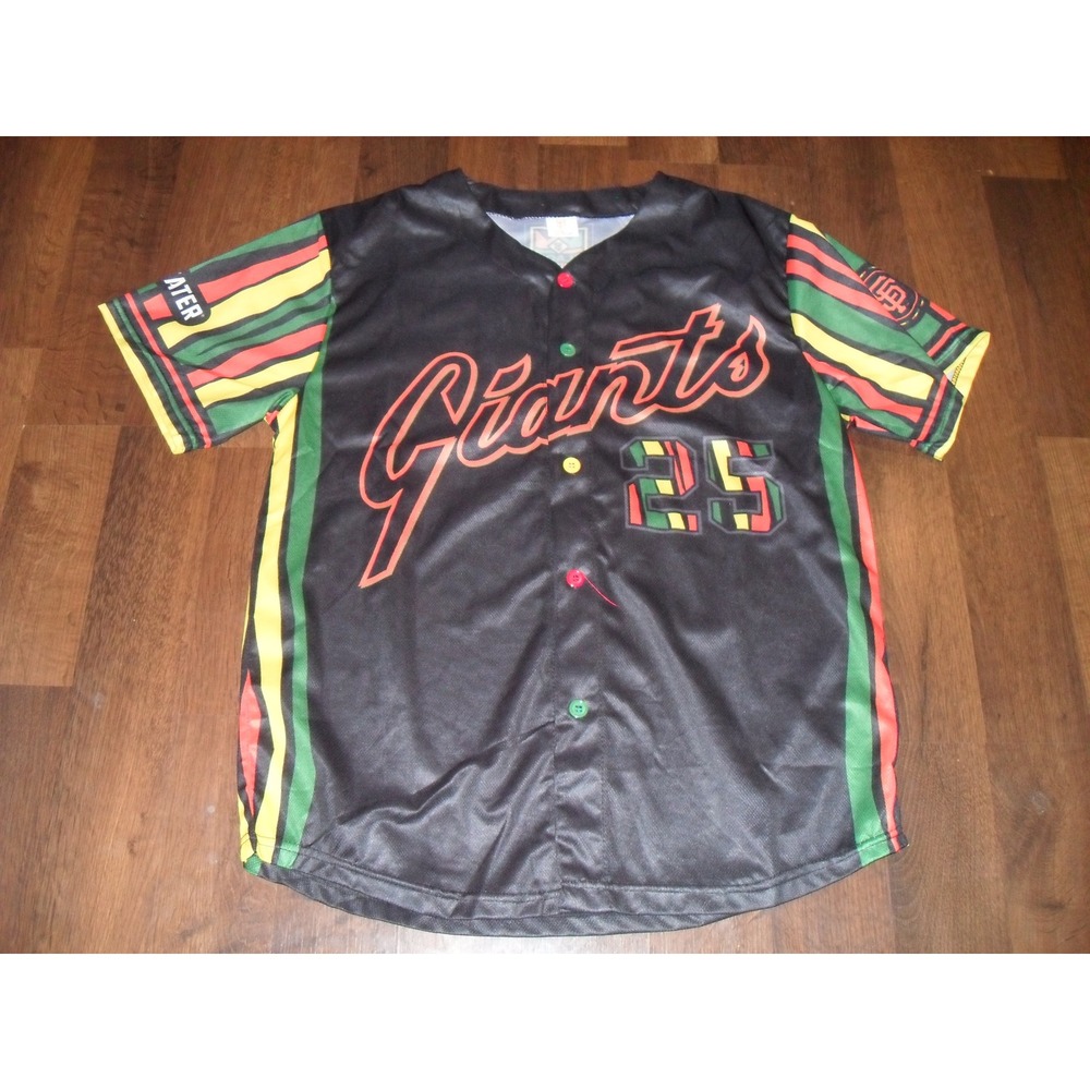 SF Giants Black Heritage Jersey Men Medium Barry Bonds 25 Pan-African Colors MLB